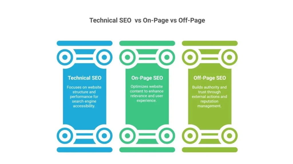 Difference between the Technical SEO, On Page SEO & Off Page